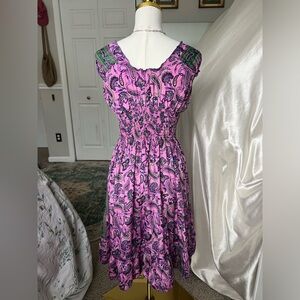 BOHO Miami Pink Paisley Silk Blend Mini Dress